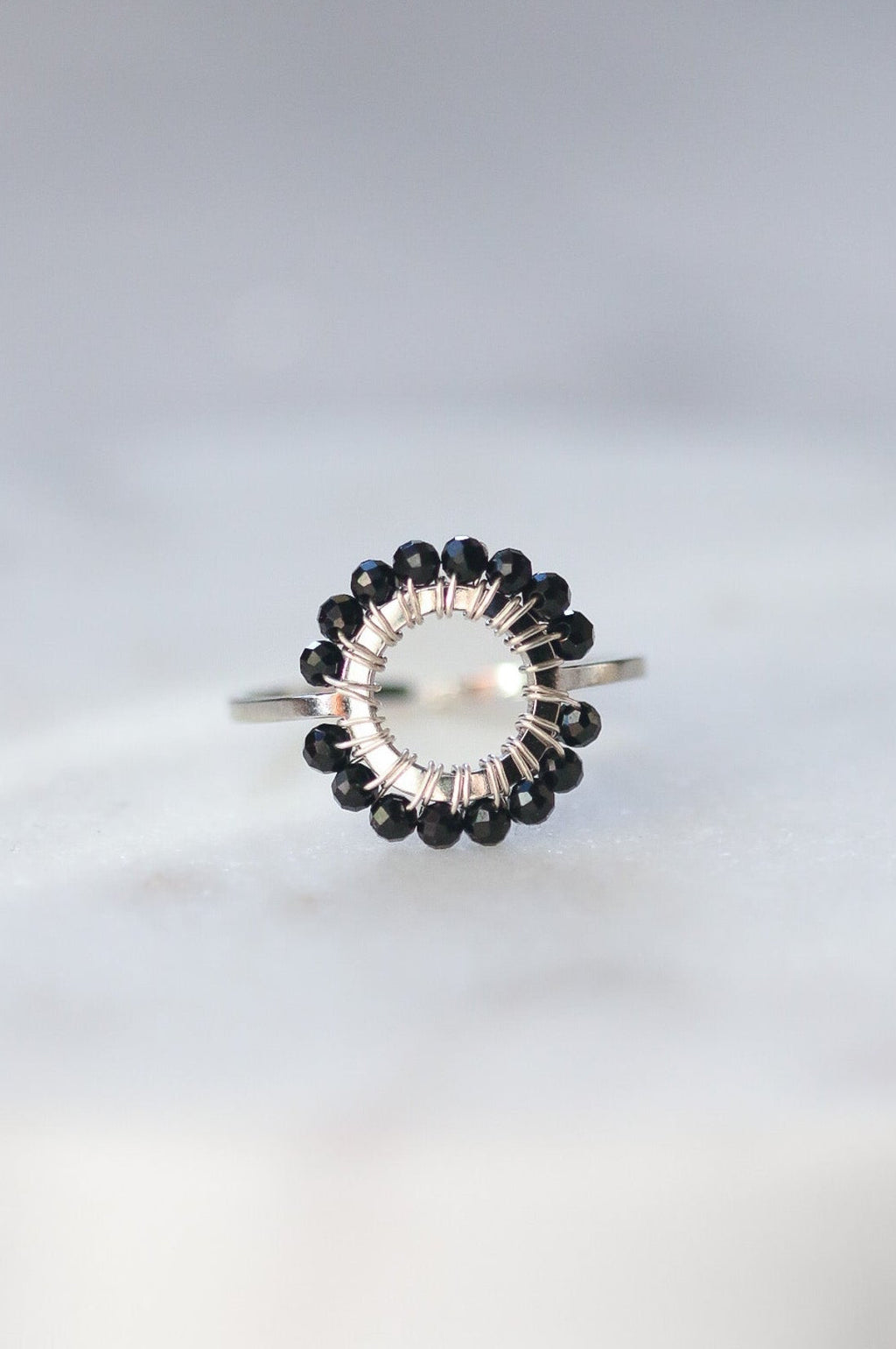 Pierścionek MIRKA z czarnego turmalinu • srebrny