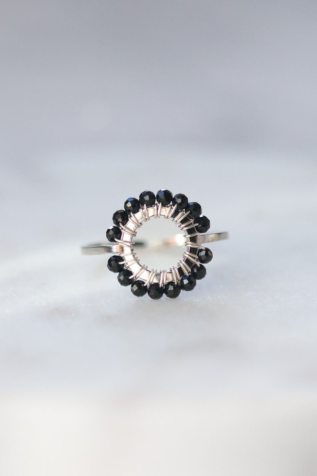 Pierścionek MIRKA z czarnego turmalinu • srebrny