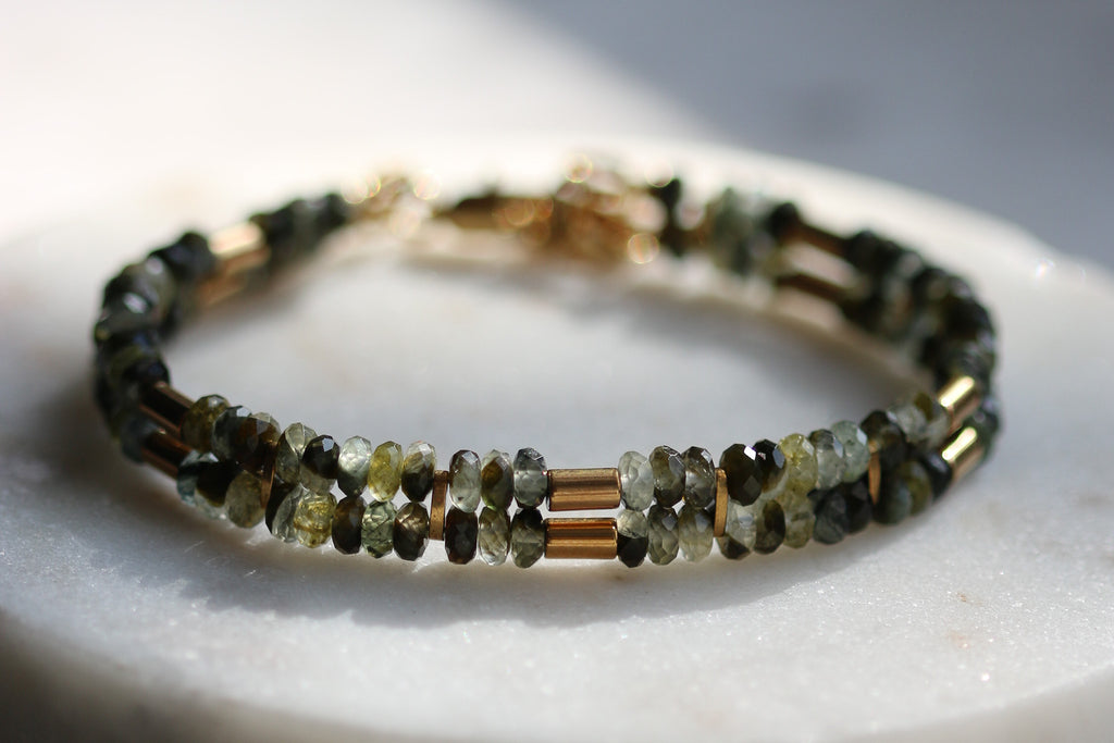 Bransoletka DEMI z zielonego frenitu z epidotem