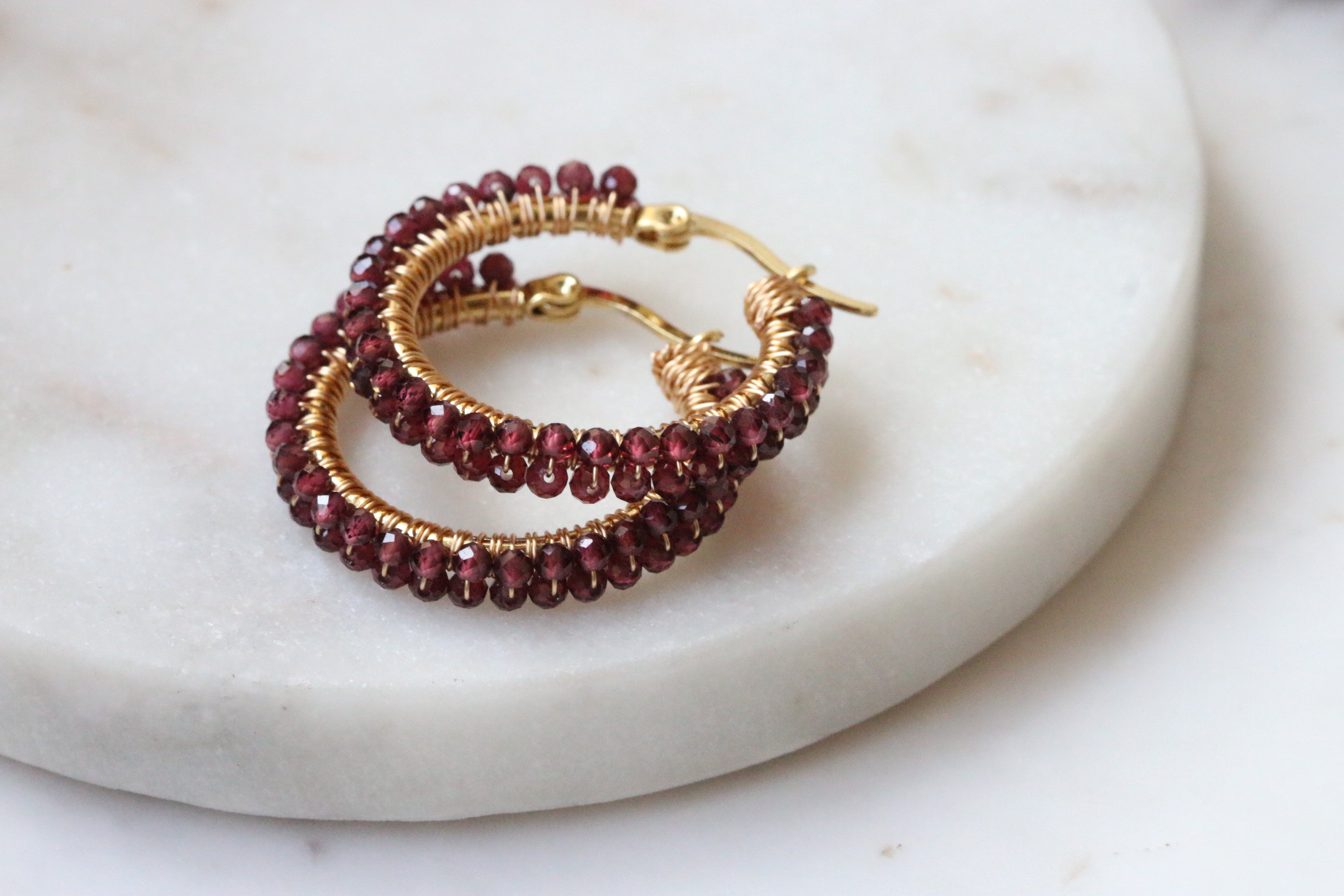 Kolczyki Hoop Princess MARGARET z granatu • duże