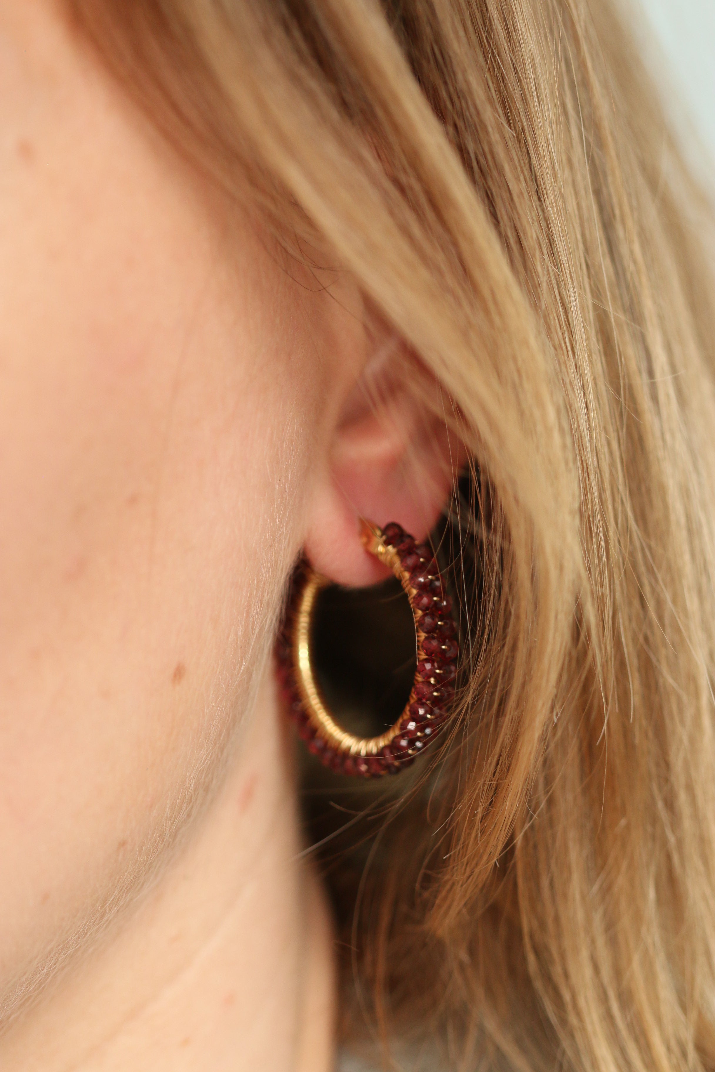 Kolczyki Hoop Princess MARGARET z granatu • duże