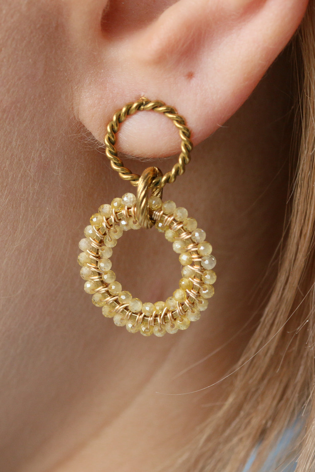 princess isolde • plecione kolczyki z żółtej cyrkonii