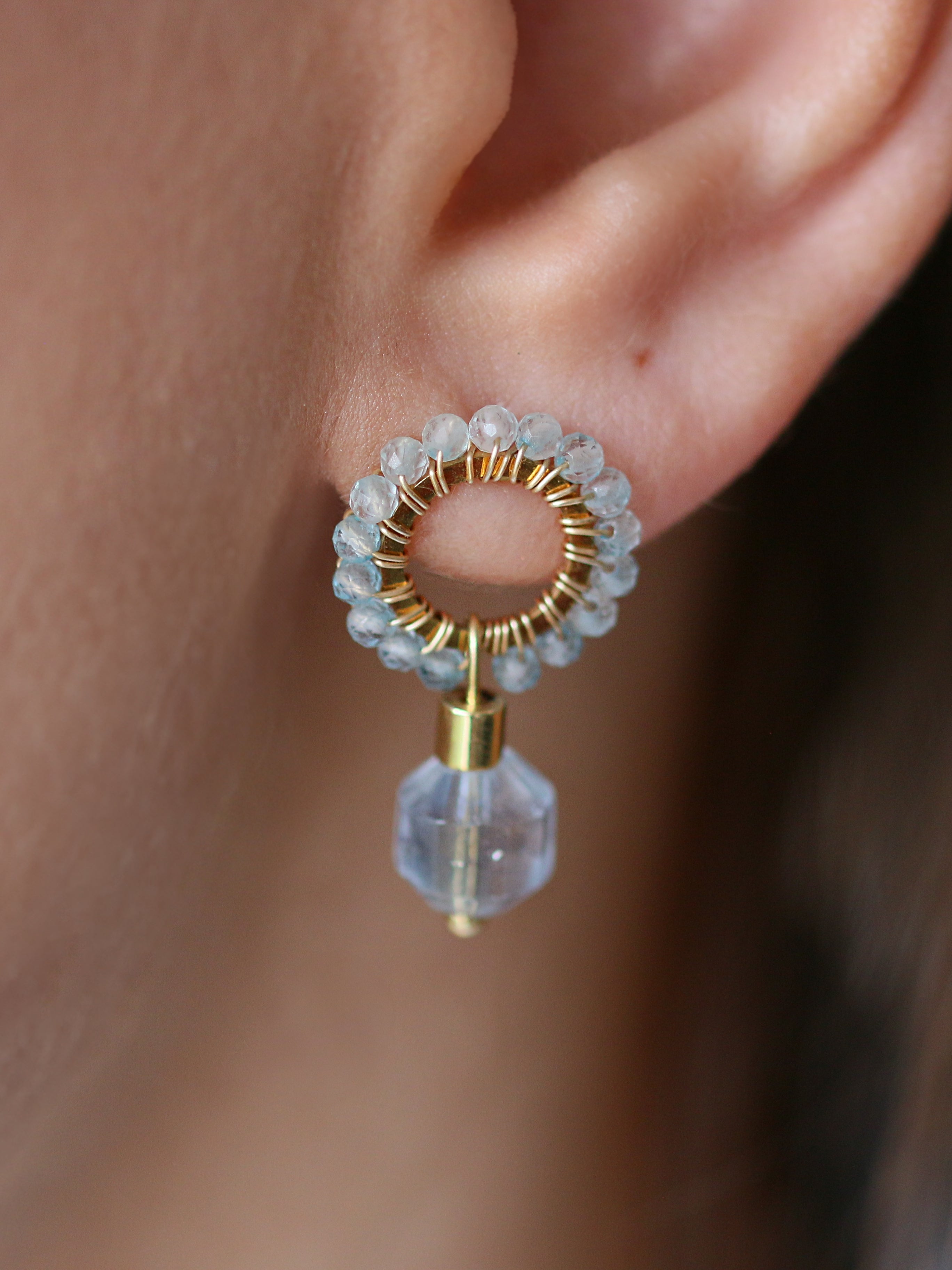 princess CAROLINA • plecione kolczyki z błękitnego topazu