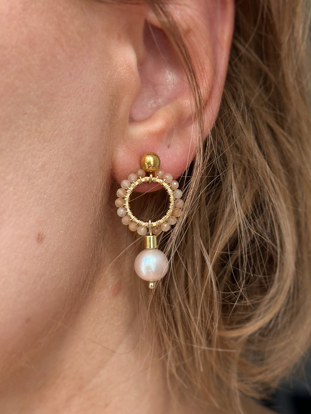 Kolczyki Princess MARCELINA z awenturynu z perłą