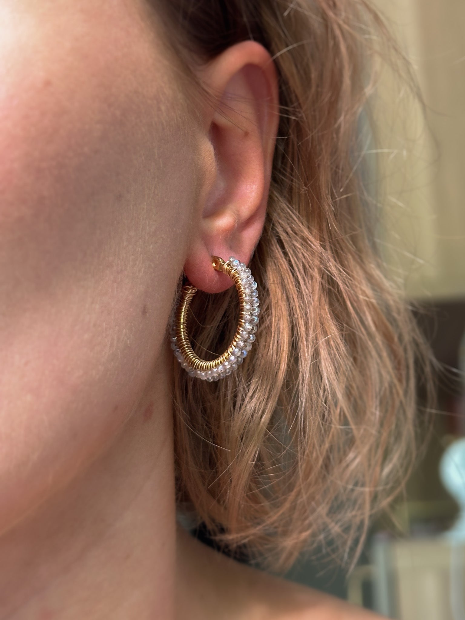 Kolczyki hoop Princess SILVIA 2 z labradorytu