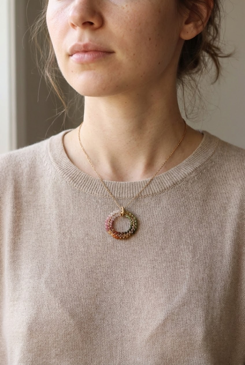 Naszyjnik TĘCZÓWKA 20.1 z turmalinu • złoty