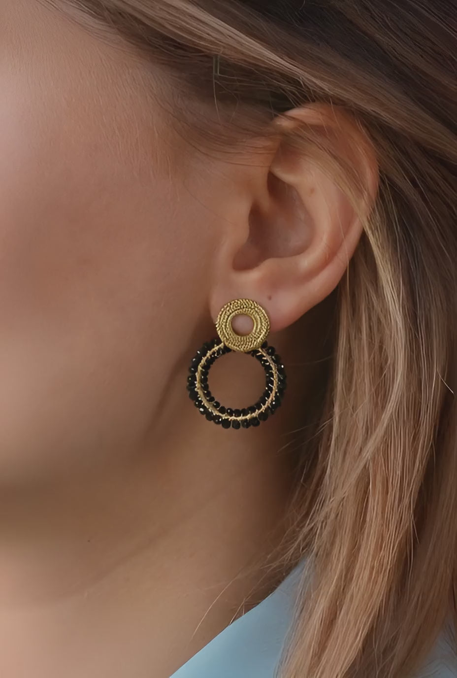 queen elisabeth • plecione kolczyki z czarnego turmalinu