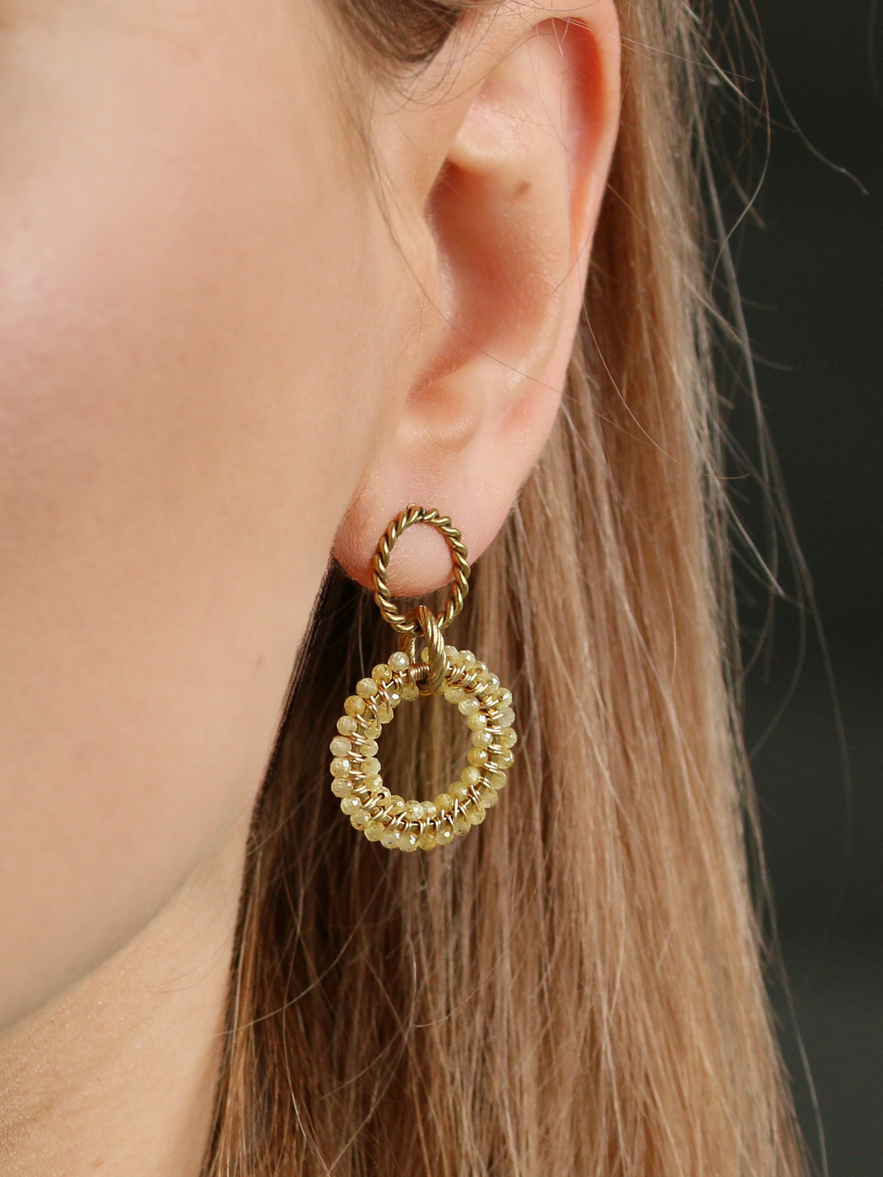 princess isolde • plecione kolczyki z żółtej cyrkonii